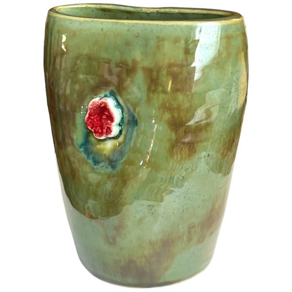 Stunning DOUBLE-SIDED and MARKED Pinched POTTERY Vase Applique Adorment 10 of 19 - Picture 3 of 10